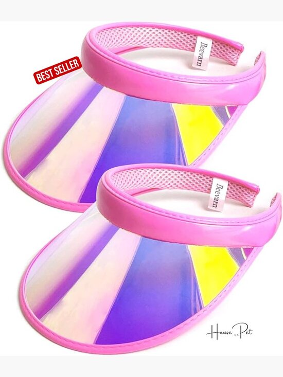 2 Pack Clip-on Sun Visor Hats Iridescent Clear Sport Outdoor Cap Adjustable